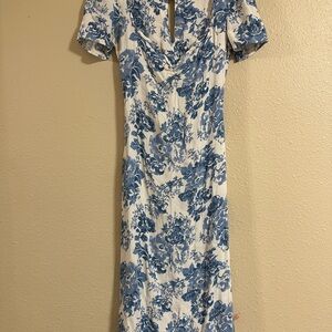 Reformation Blue and White Floral Midi Dress